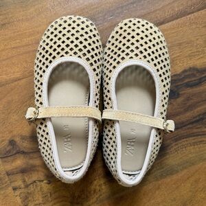 Zara Kids Tan Leather Openwork Flats
